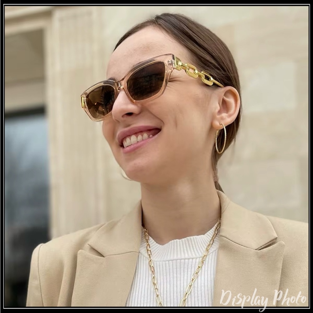 Clearance! New Tortoise Shell Sunglasses Statement with Gold Link Accents - Picture 4 of 6